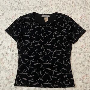 Vintage 90s Black Mesh Baby Tee Floral Grunge Skater Emo